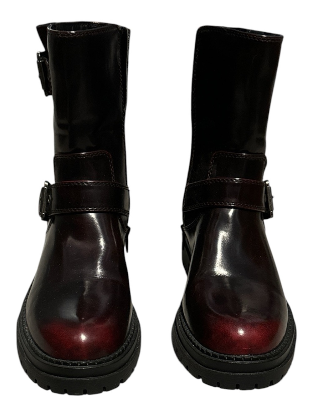 Arizona Jean Co Tilpa Moto Boots, Oxblood Finish, Chunky Heel, Women's Size 9M